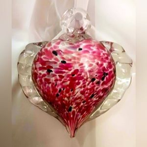 Vintage Blown Glass Heart Suncatcher